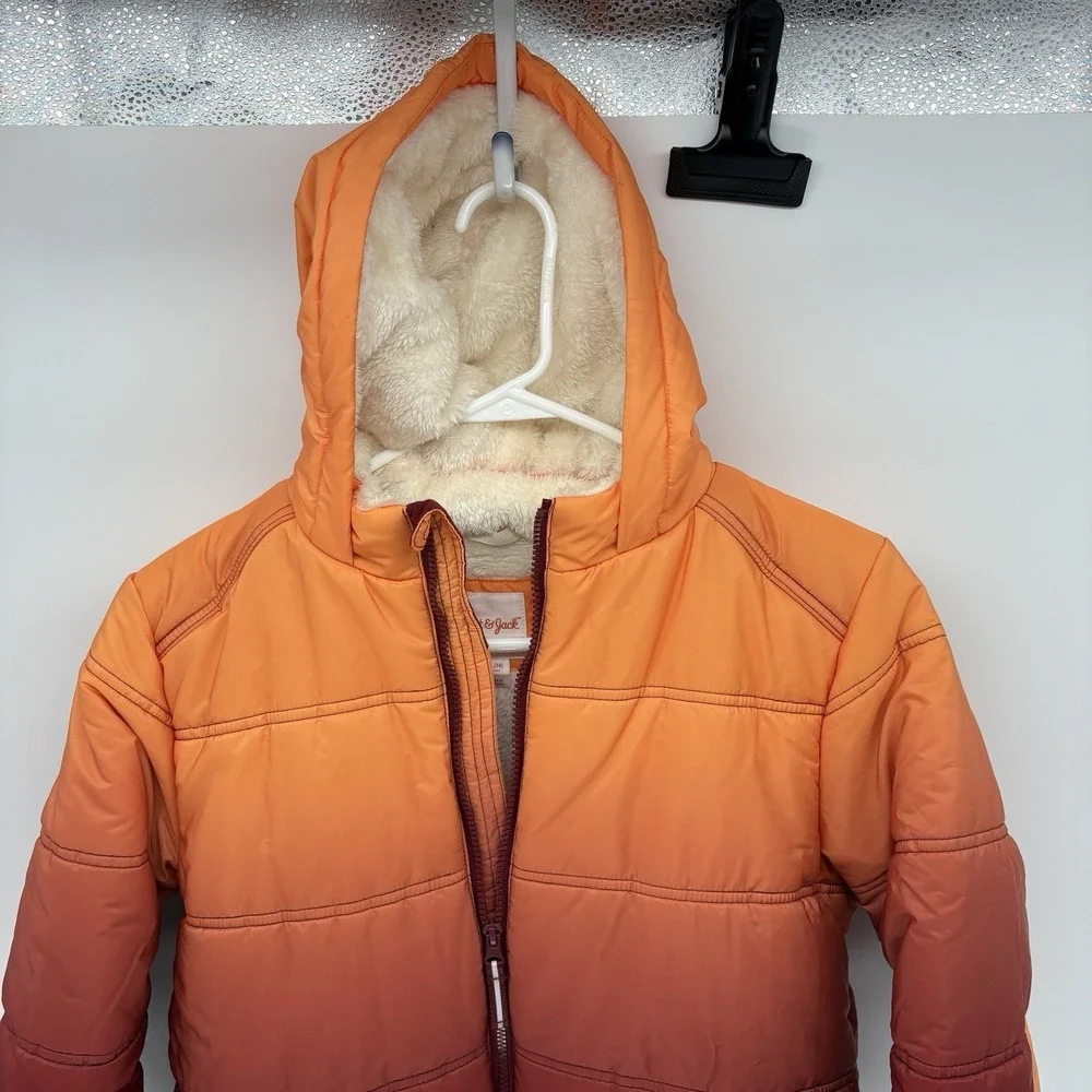 Cat & Jack Rare Goose Down Hooded Puffer Jacket Fur Lined Elbow Pads Youth XL 16